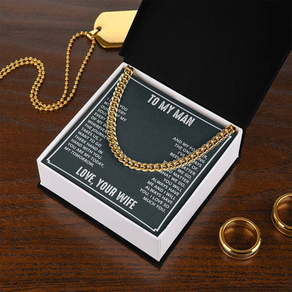 To My Man, I Love You with Every Ounce Stainless Steel Cuban Link Necklace - A Bold Expression of Love