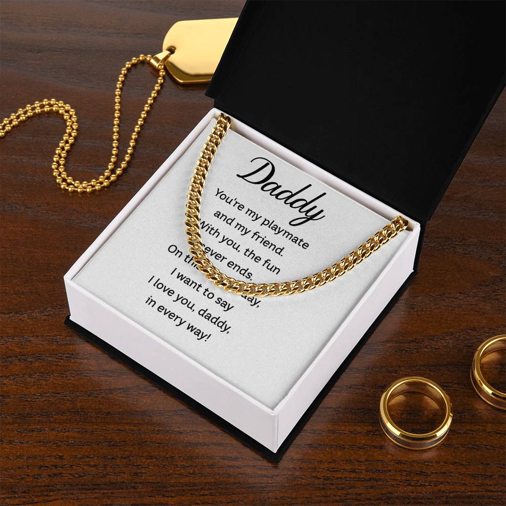 I Love You, Daddy Stainless Steel Cuban Link Necklace - A Heartfelt Expression of Love