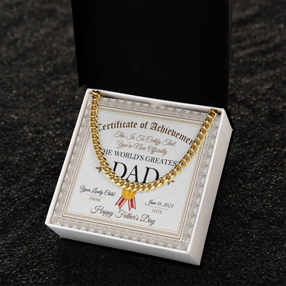 World's Greatest Dad Acrylic Design Stainless Steel Cuban Link Necklace