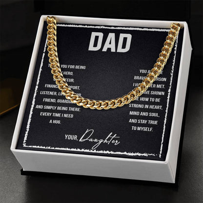 Thank You Dad From Daughter Stainless Steel Cuban Link Necklace