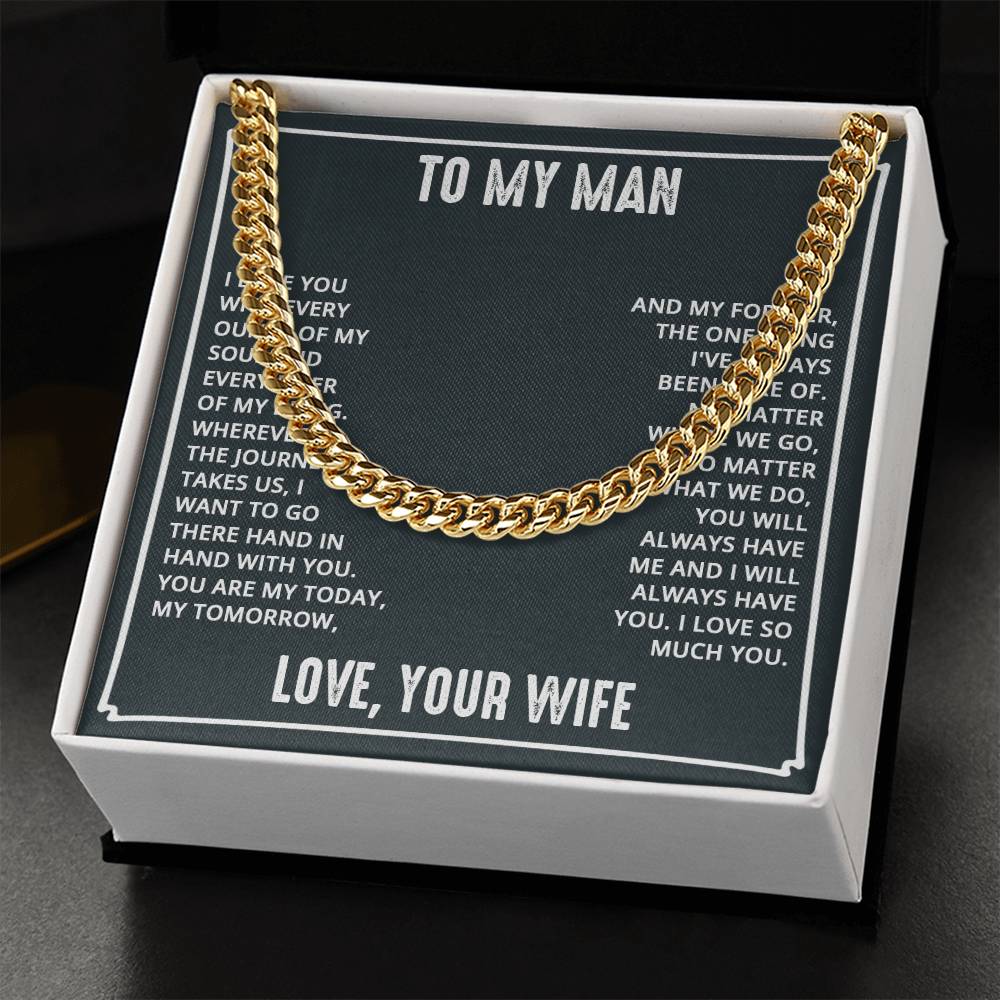 To My Man, I Love You with Every Ounce Stainless Steel Cuban Link Necklace - A Bold Expression of Love