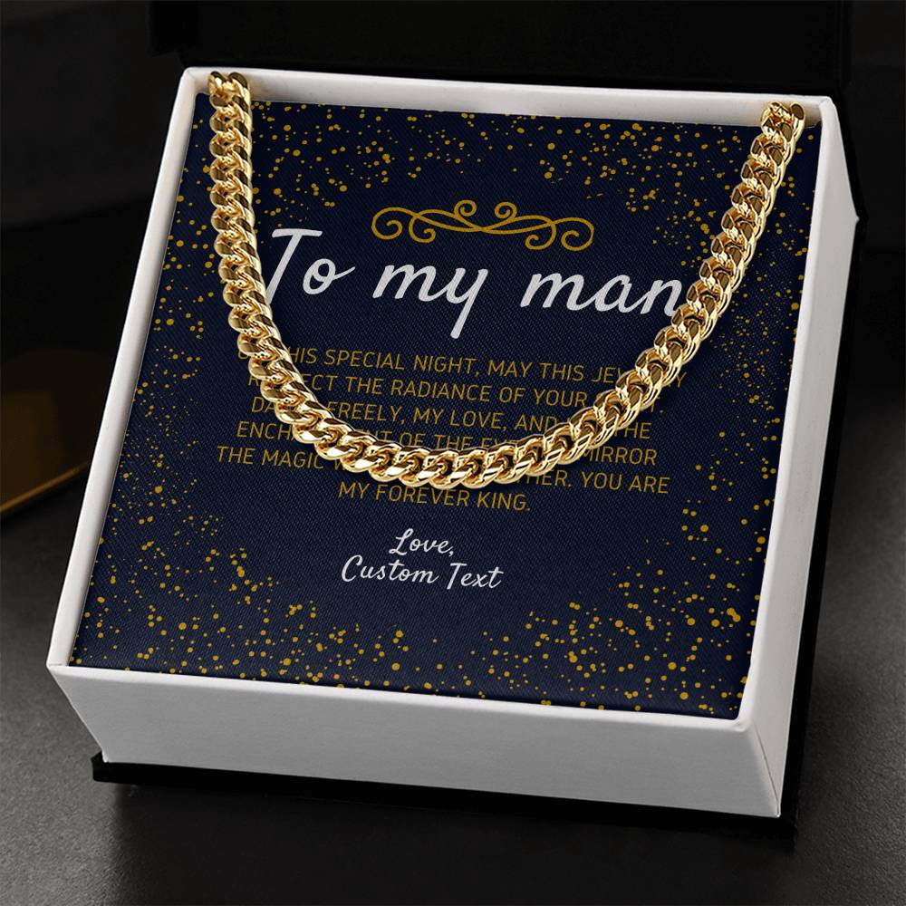 To My Man Prom Night Cuban Chain Link Necklace - Prom Necklace For Boyfriend - Prom Gift Jewelry - Personalize It Toledo