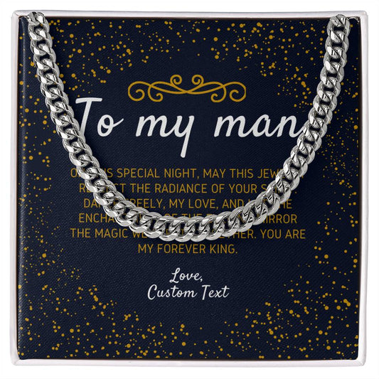 To My Man Prom Night Cuban Chain Link Necklace - Prom Necklace For Boyfriend - Prom Gift Jewelry - Personalize It Toledo