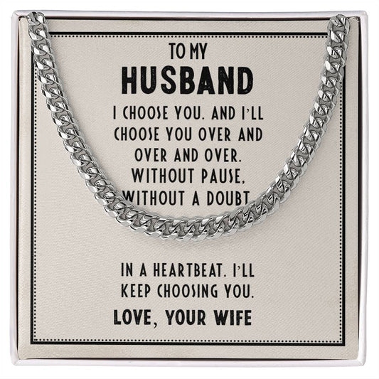 I Choose You Stainless Steel Cuban Link Necklace - A Symbol of Everlasting Love