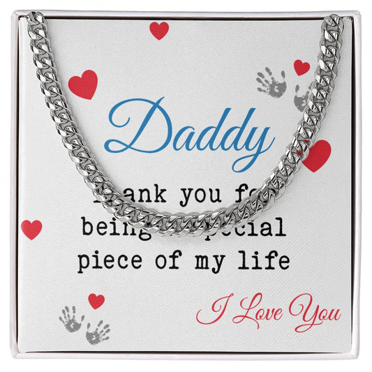 Thank You Daddy Stainless Steel Cuban Link Necklace