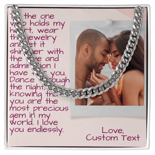 To The One Who Holds My Heart Prom Night Cuban Chain Link Necklace - Prom Necklace For Boyfriend - Prom Gift Jewelry - Personalize It Toledo