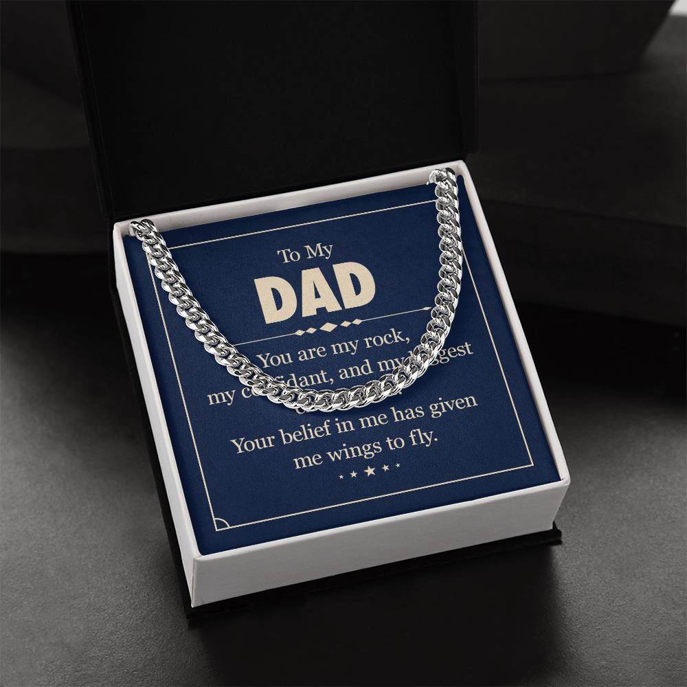 To My Dad, You Are My Rock Stainless Steel Cuban Link Necklace - Symbolizing Unbreakable Bonds