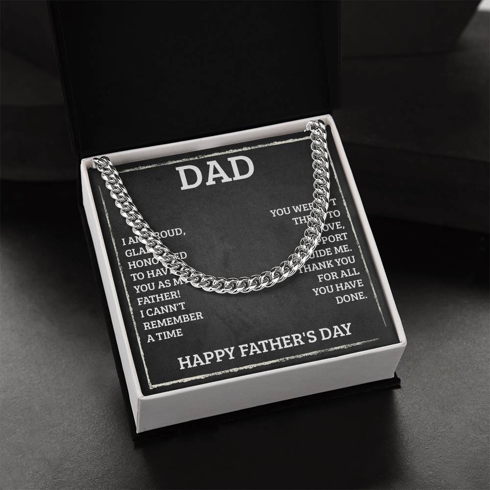 Happy Father's Day Dad Stainless Steel Cuban Link Necklace