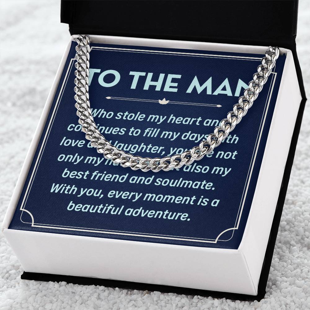 To The Man Who Stole My Heart Necklace Stainless Steel Cuban Link Necklace