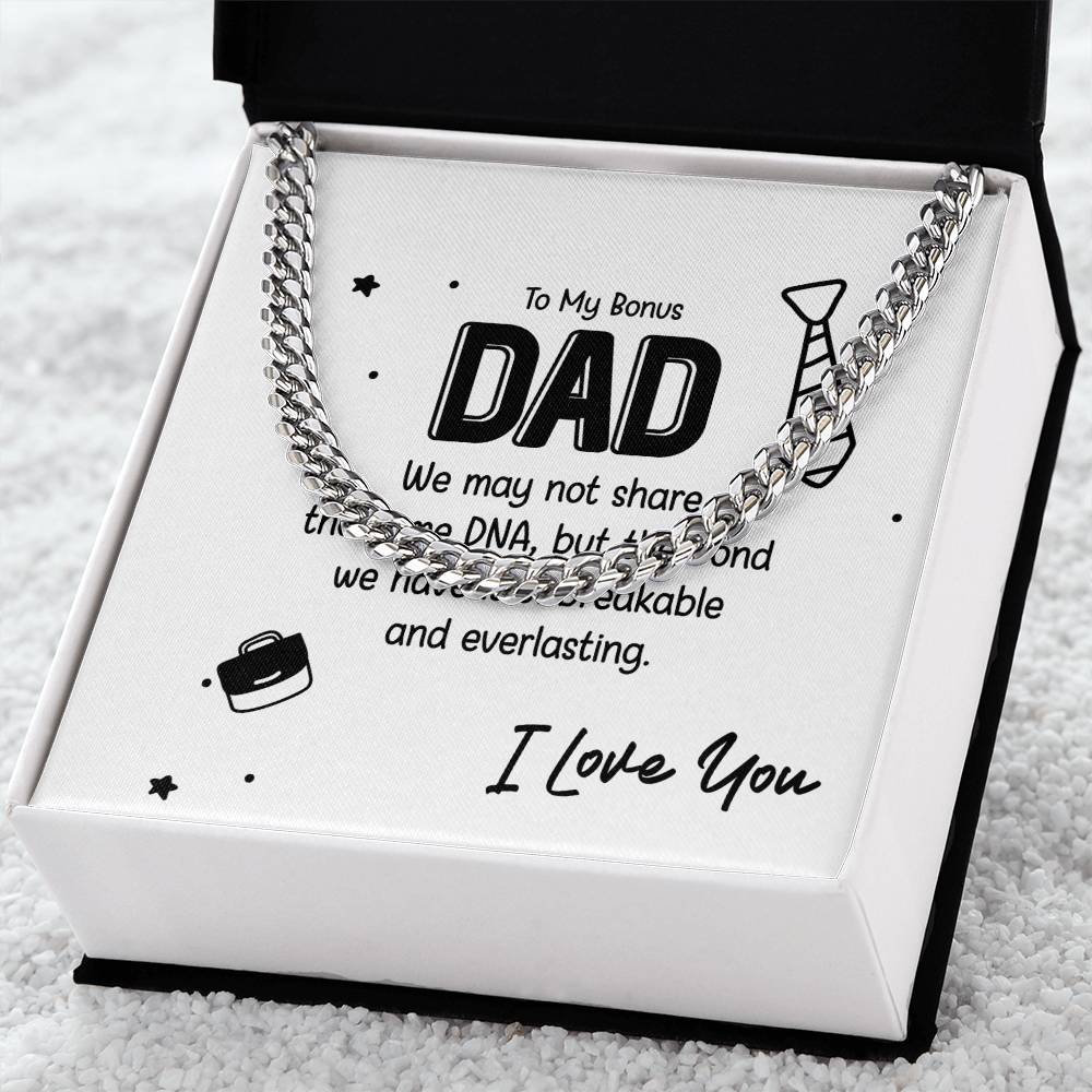 Bonus Dad Stainless Steel Cuban Link Necklace - A Symbol of Blended Love