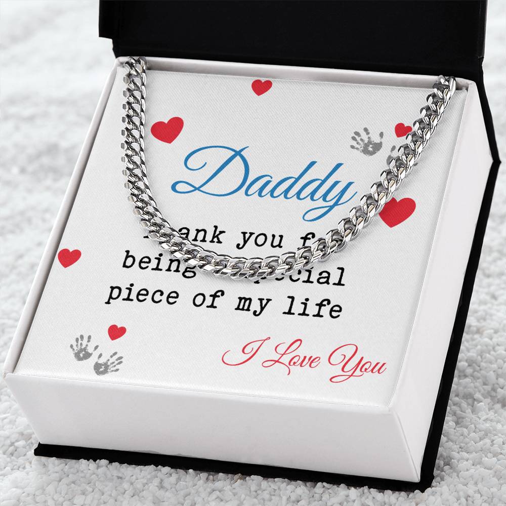 Thank You Daddy Stainless Steel Cuban Link Necklace