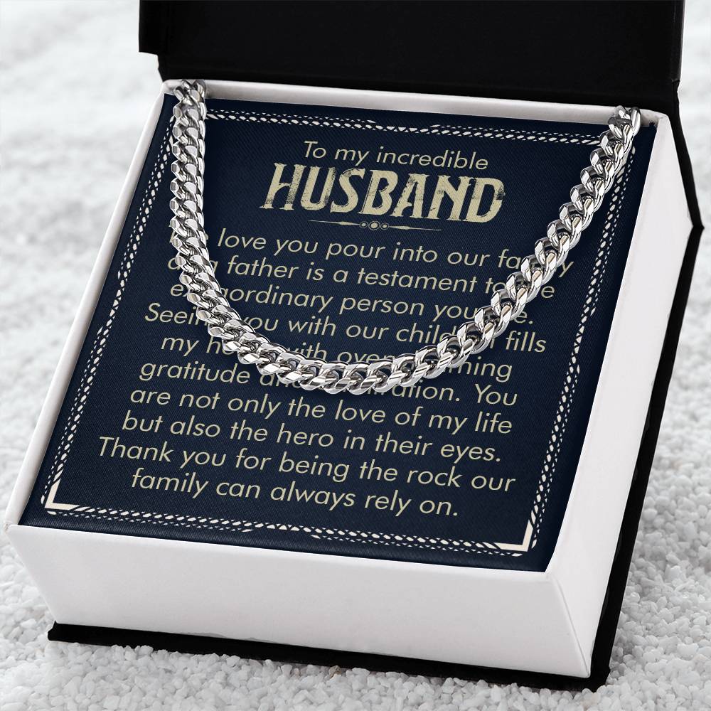 To My Incredible Husband Stainless Steel Cuban Link Necklace - A Symbol of Endless Lov