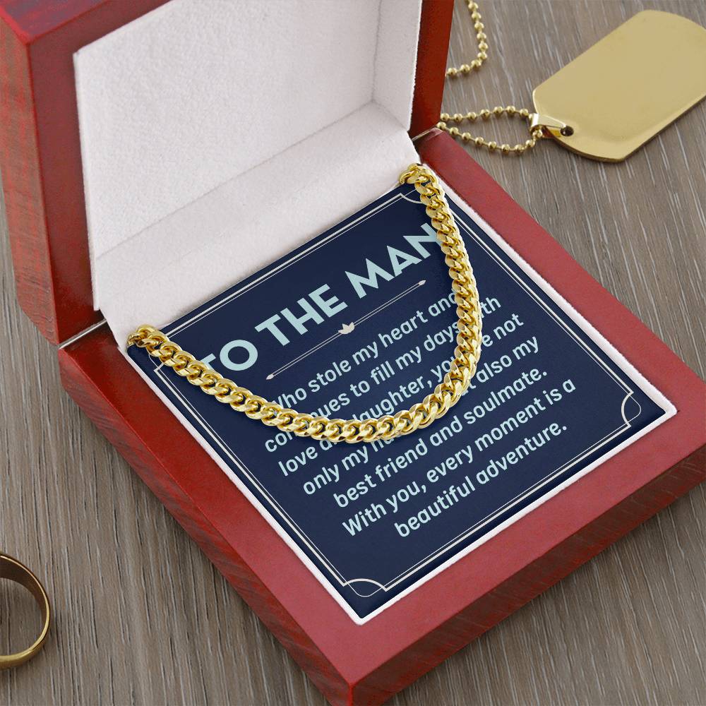 To The Man Who Stole My Heart Necklace Stainless Steel Cuban Link Necklace