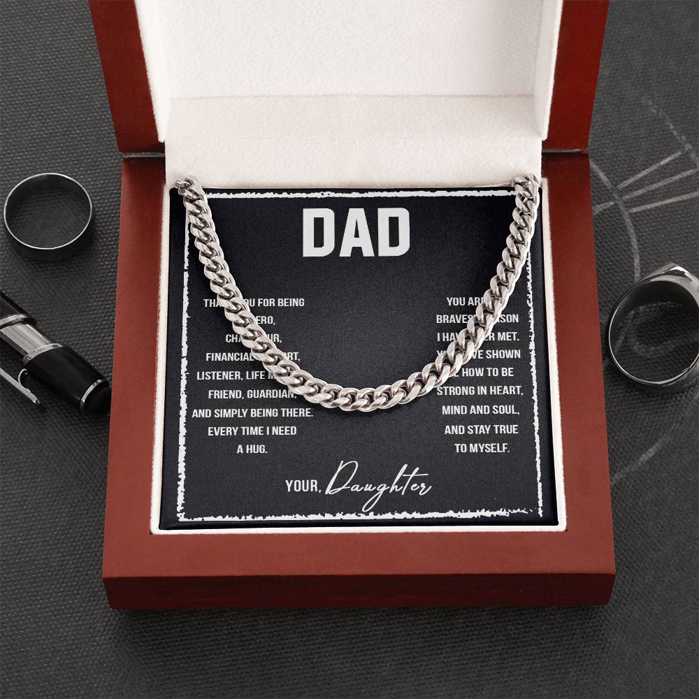 Thank You Dad From Daughter Stainless Steel Cuban Link Necklace
