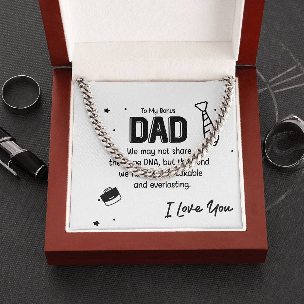 Bonus Dad Stainless Steel Cuban Link Necklace - A Symbol of Blended Love