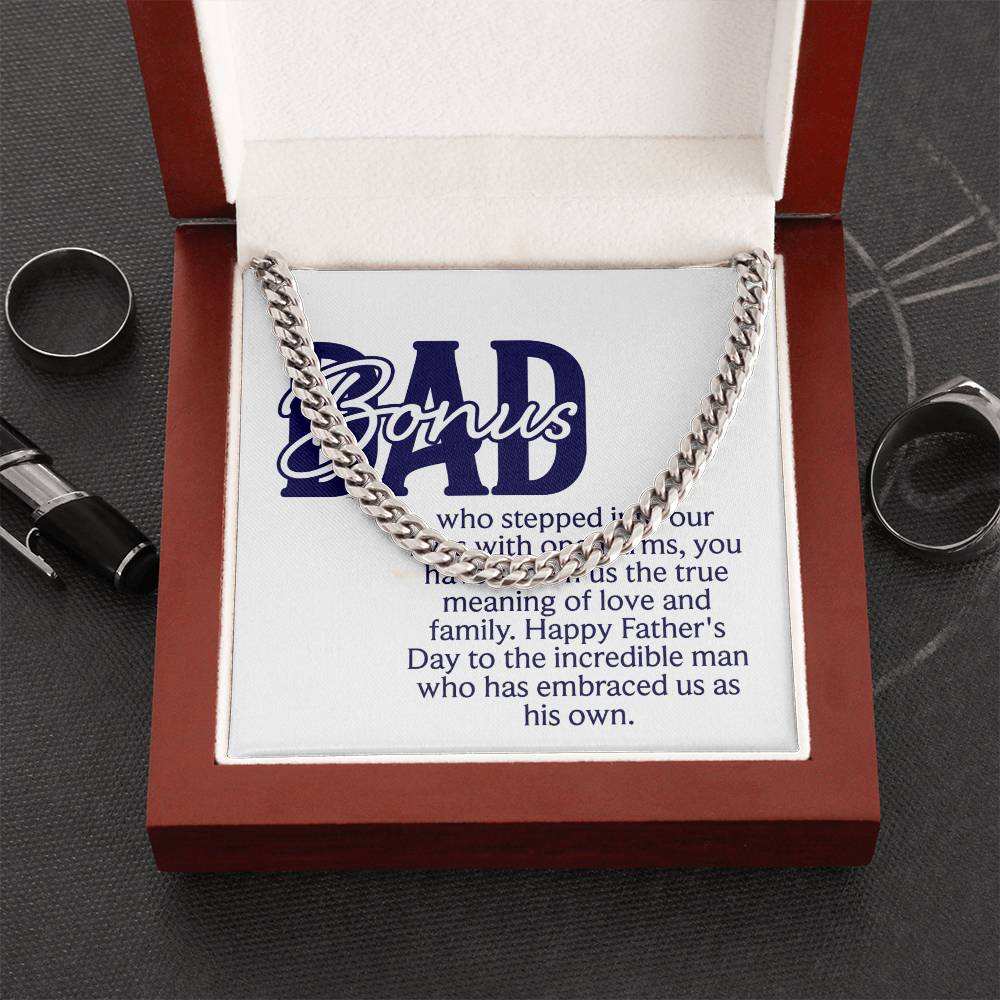 Bonus Dad Stainless Steel Cuban Link Necklace - A Symbol of Love and Appreciation