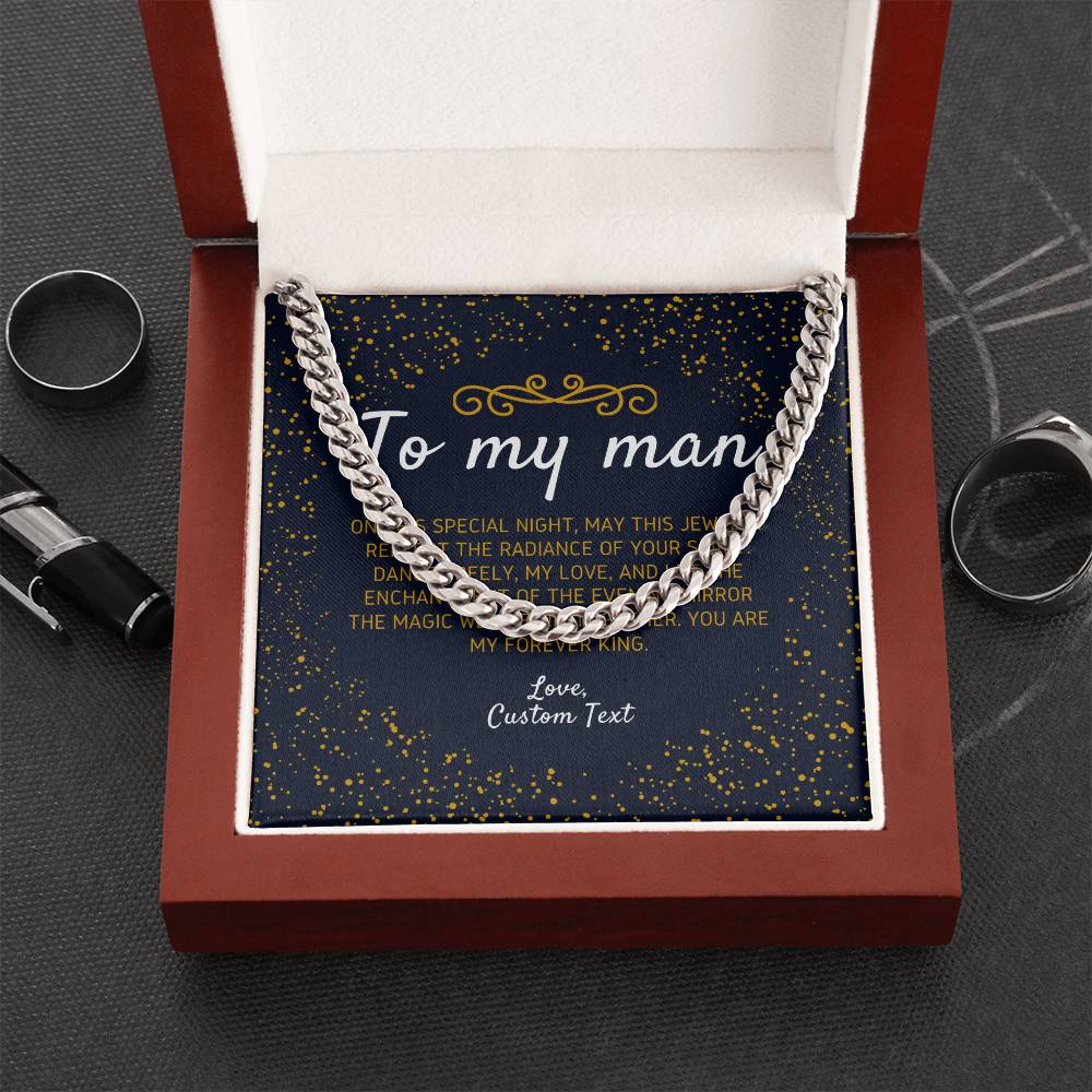 To My Man Prom Night Cuban Chain Link Necklace - Prom Necklace For Boyfriend - Prom Gift Jewelry - Personalize It Toledo