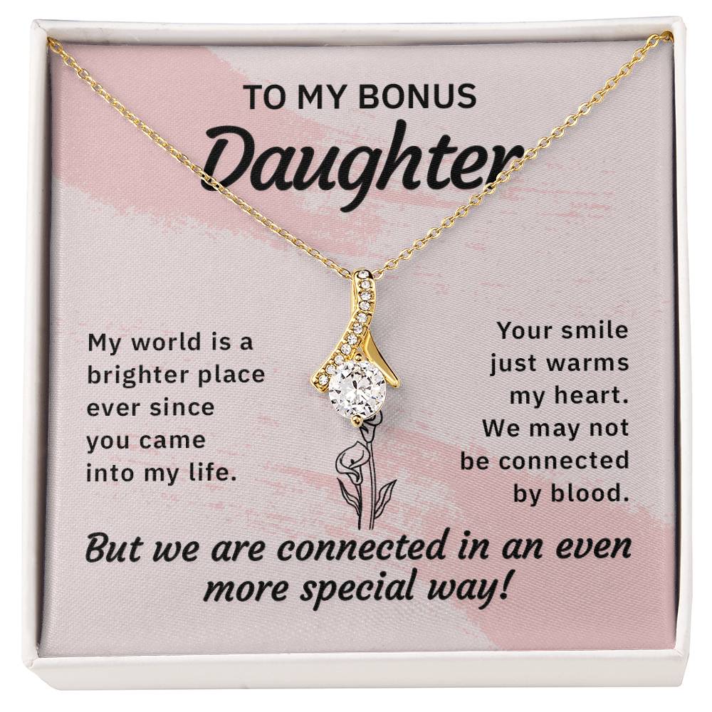 To My Bonus Daughter Alluring Beauty Cubic Zirconia Necklace