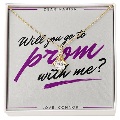 Will You Go To Prom With Me Alluring Beauty Cubic Zirconia Necklace - Prom Proposal Necklace - Promposal Gift Necklace - Personalize It Toledo