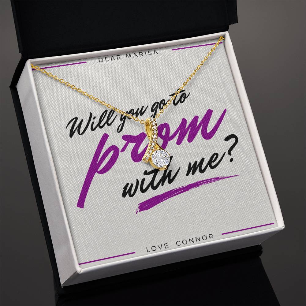 Will You Go To Prom With Me Alluring Beauty Cubic Zirconia Necklace - Prom Proposal Necklace - Promposal Gift Necklace - Personalize It Toledo