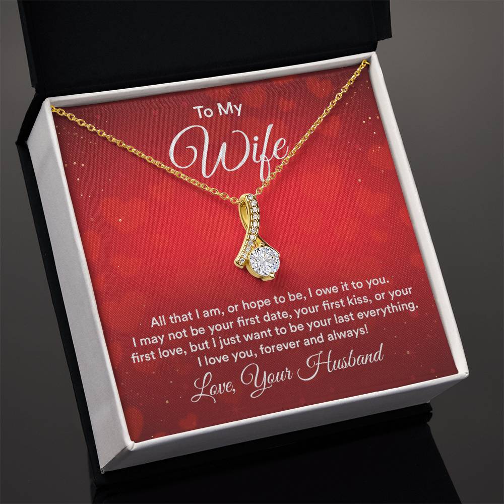 To My Wife All That I Am Alluring Beauty Cubic Zirconia Necklace