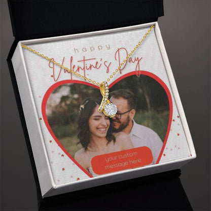 Happy Valentine's Day Alluring Beauty Cubic Zirconia Necklace With Photo Card