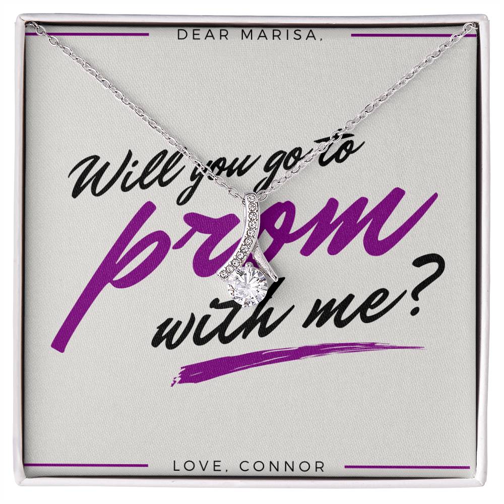 Will You Go To Prom With Me Alluring Beauty Cubic Zirconia Necklace - Prom Proposal Necklace - Promposal Gift Necklace - Personalize It Toledo