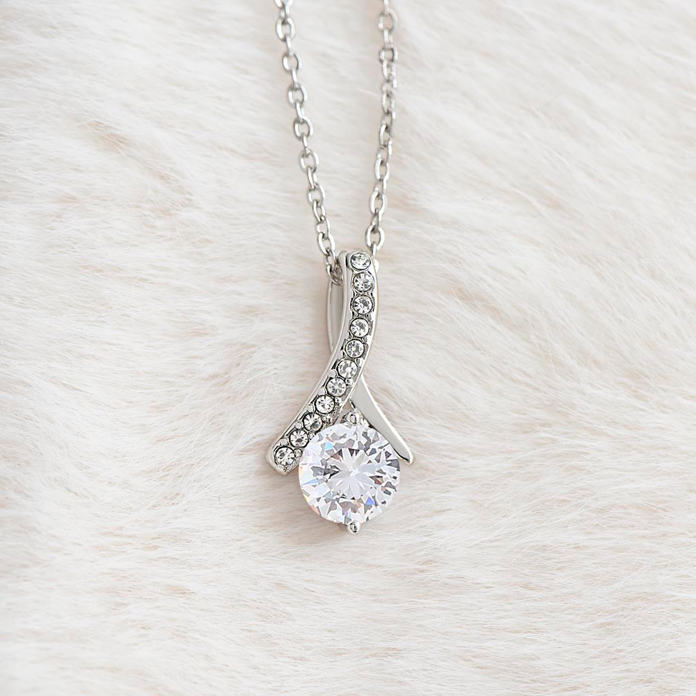 Alluring Beauty Necklace: A Timeless Gift to Spark Her Joy - 14K White Gold Finish CZ Pendant Necklace
