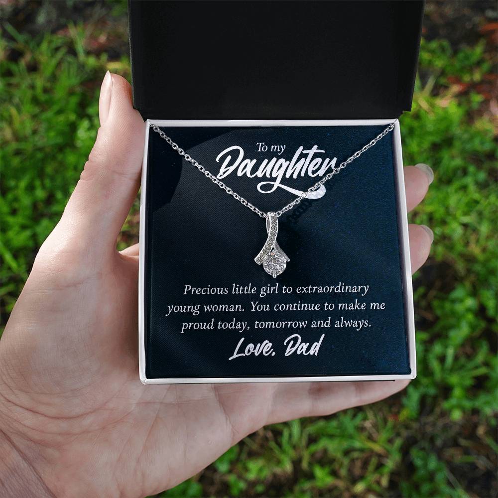 To My Daughter Love Dad Alluring Beauty Cubic Zirconia Necklace