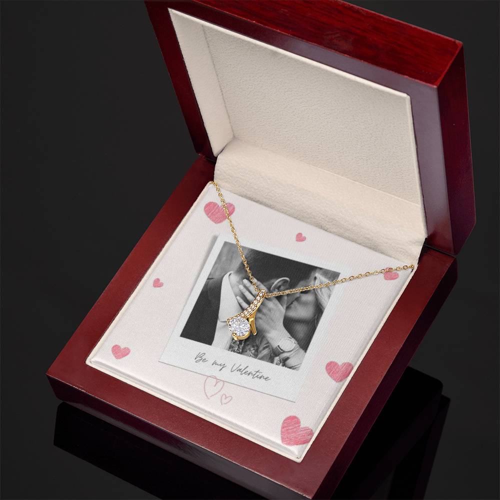 Be My Valentine Alluring Beauty Cubic Zirconia Necklace With Photo Card - Personalize It Toledo