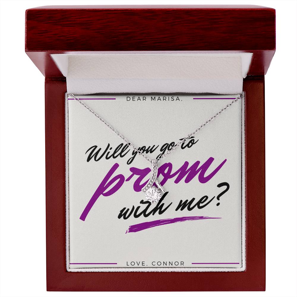 Will You Go To Prom With Me Alluring Beauty Cubic Zirconia Necklace - Prom Proposal Necklace - Promposal Gift Necklace - Personalize It Toledo