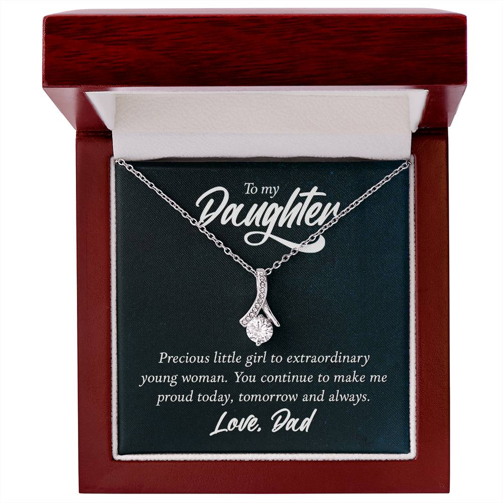 To My Daughter Love Dad Alluring Beauty Cubic Zirconia Necklace