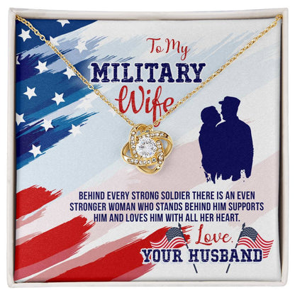 To My Military Wife Love Knot Necklace