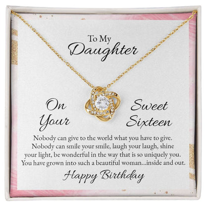 Sweet Sixteen Love Knot Necklace - Sixteenth Birthday Necklace
