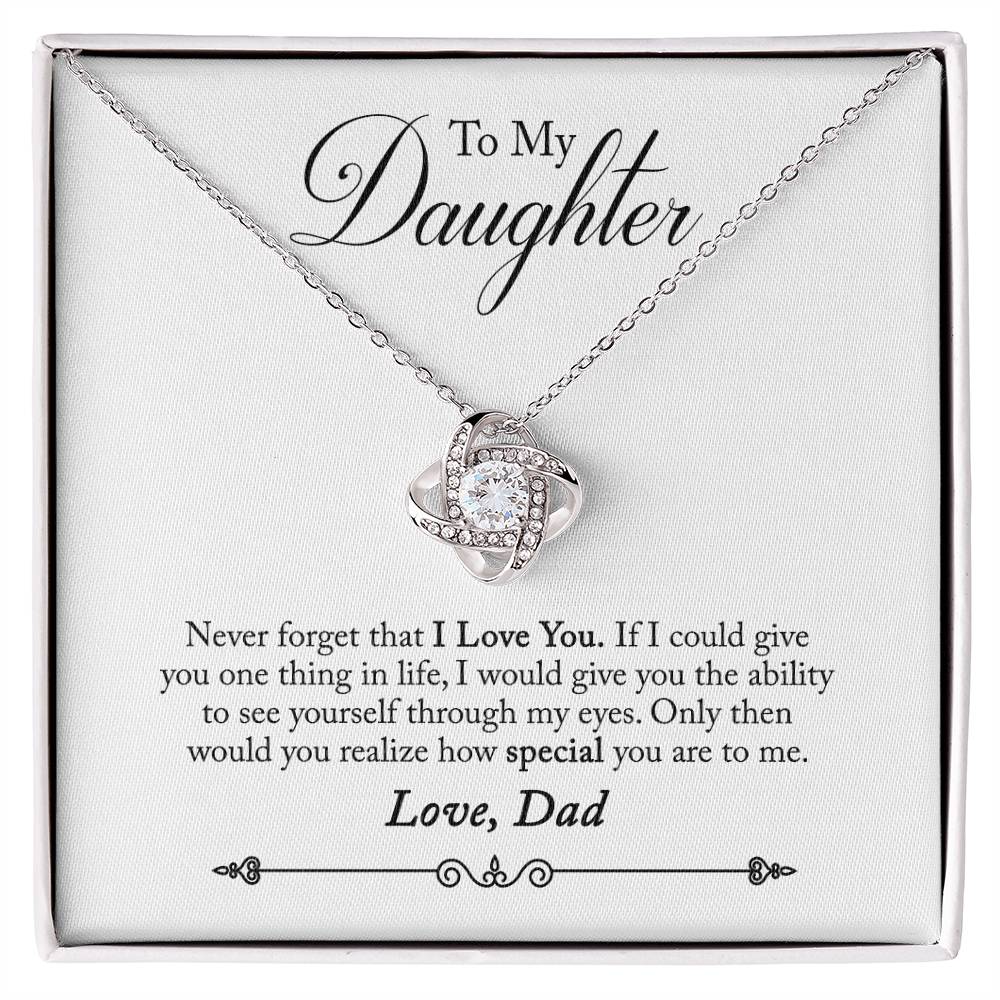 To My Daughter Never Forget I Love You Love Dad Love Knot Necklace