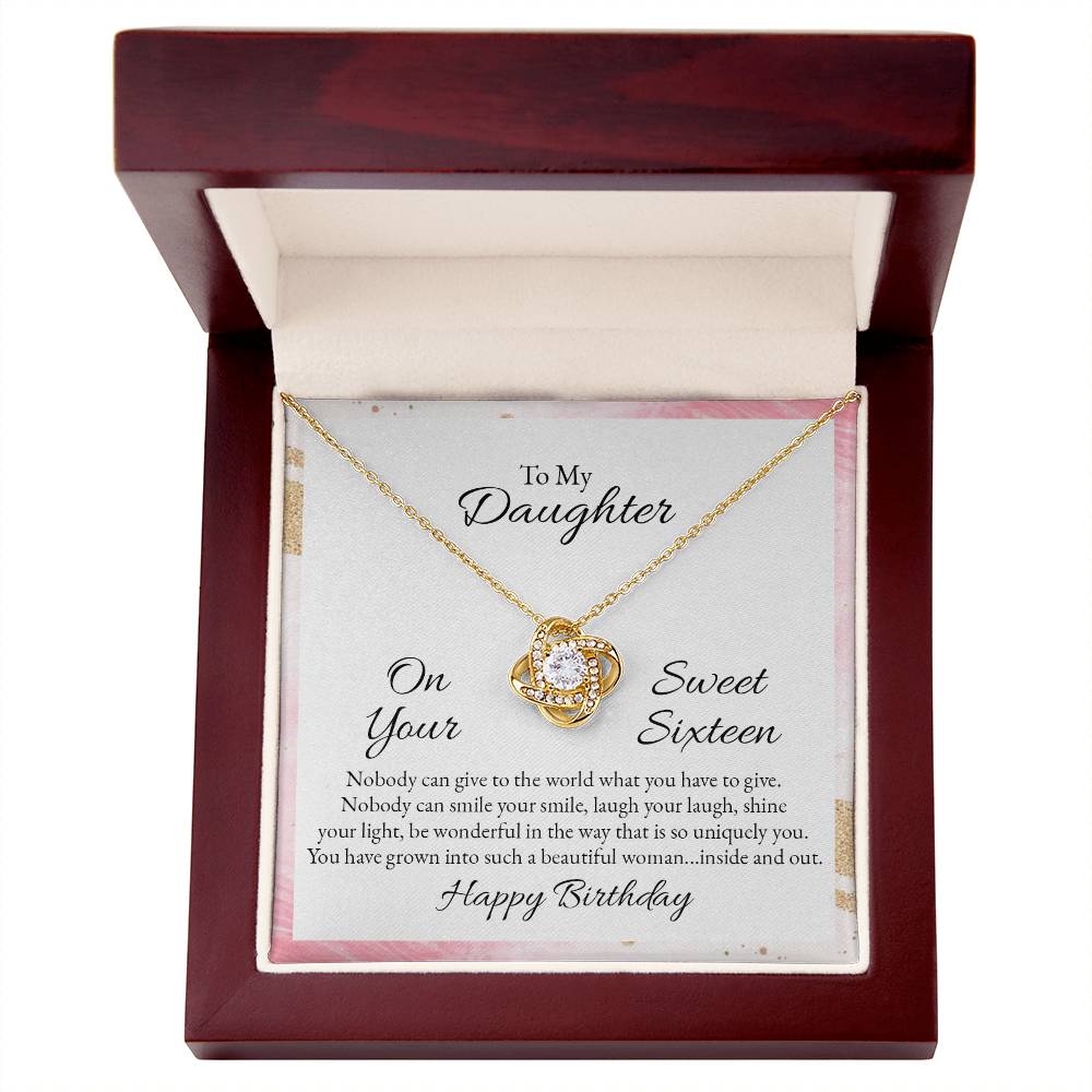 Sweet Sixteen Love Knot Necklace - Sixteenth Birthday Necklace