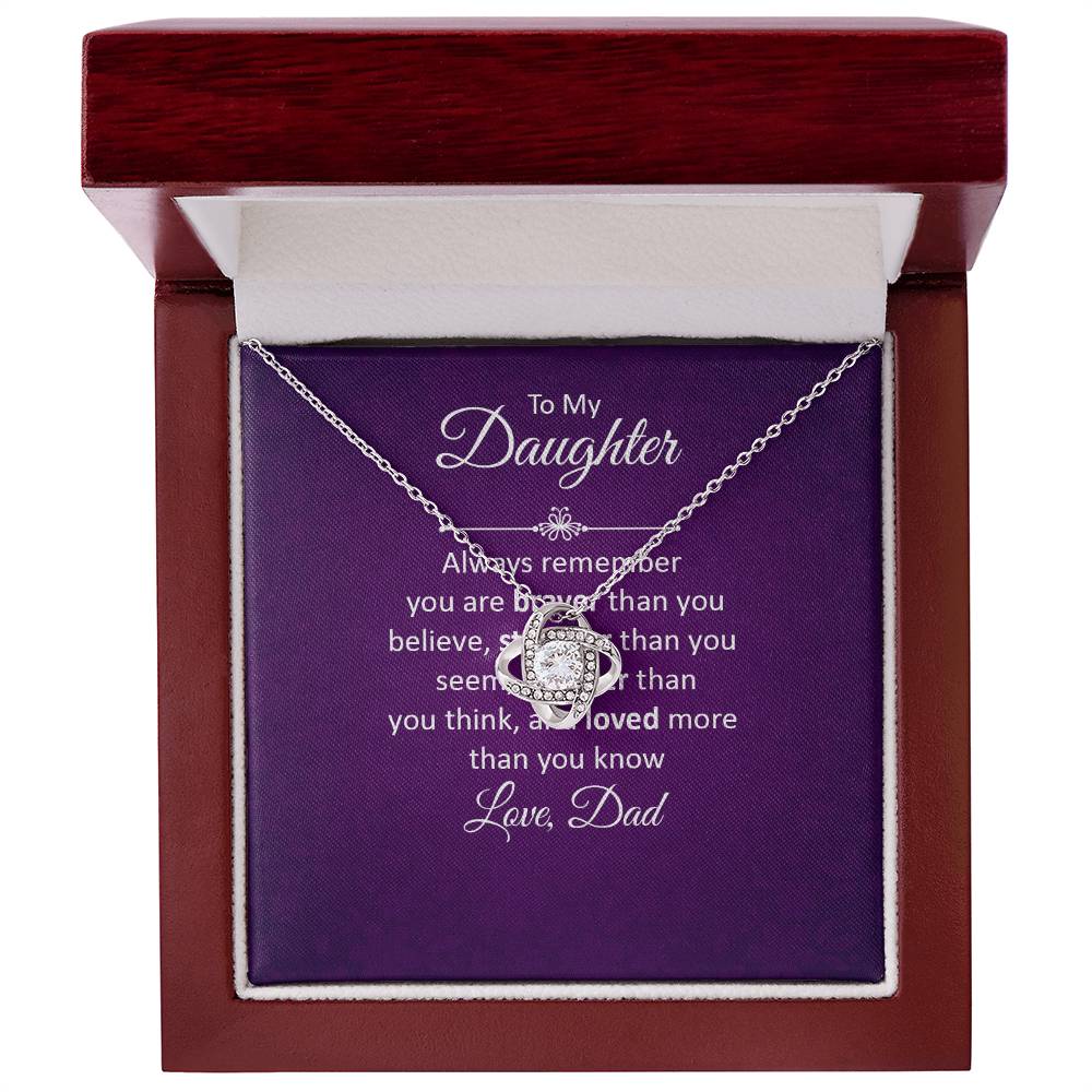 To My Daughter - Always Remember Love Knot Necklace