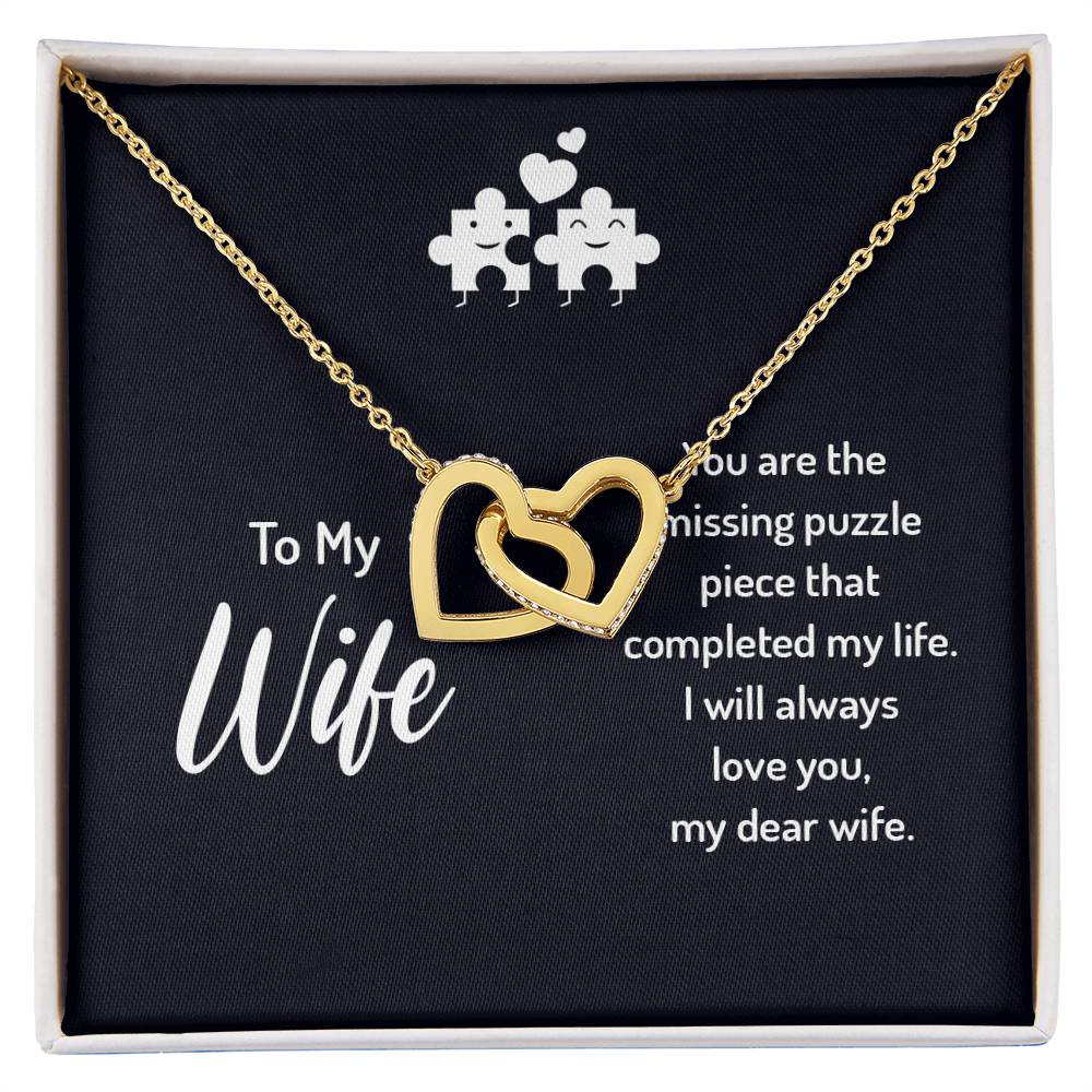 To My Wife Missing Piece Interlocking Hearts Necklace