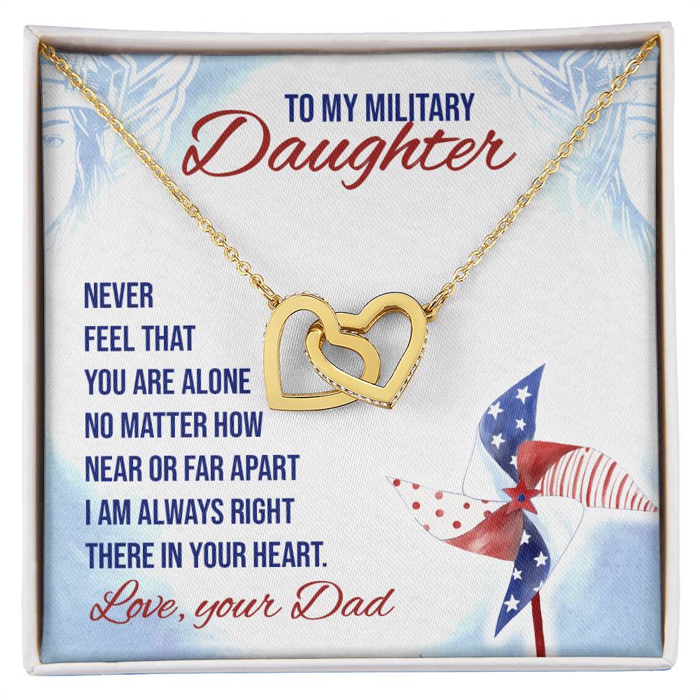 Military Daughter Interlocking Hearts Necklace - Military Necklace For Daughter