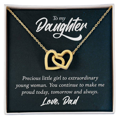 You Continue To Make Me Proud Love, Dad Interlocking Hearts Necklace