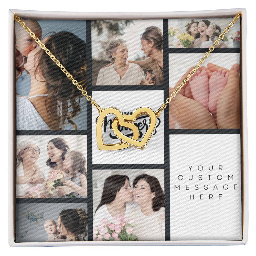 Happy Mother's Day Custom Message Interlocking Hearts Necklace With Photo Card - Personalize It Toledo