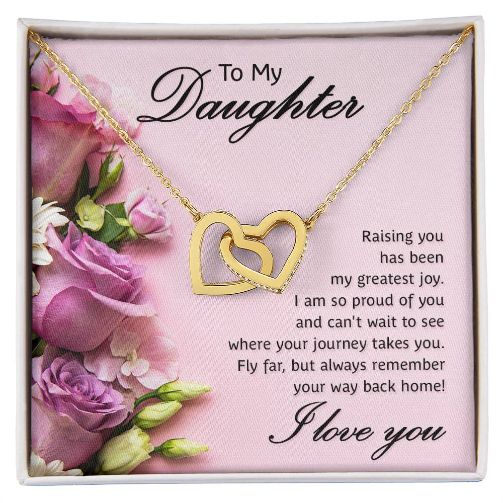 To My Daughter Raising You Has Been My Greatest Joy Interlocking Hearts Necklace
