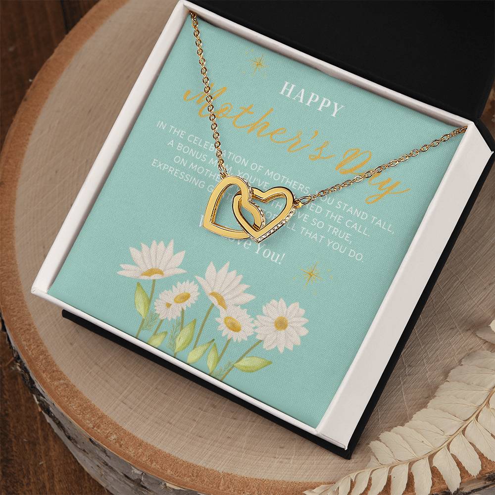 Bonus Mom Happy Mother's Day Interlocking Hearts Necklace - Personalize It Toledo