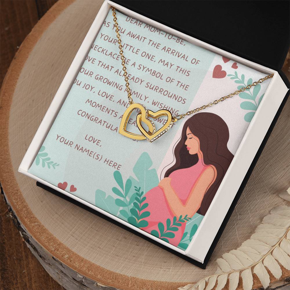 Dear Mom-To-Be Happy First Mother's Day Interlocking Hearts Necklace - Personalize It Toledo