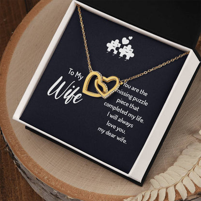 To My Wife Missing Piece Interlocking Hearts Necklace