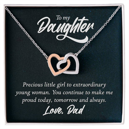 You Continue To Make Me Proud Love, Dad Interlocking Hearts Necklace