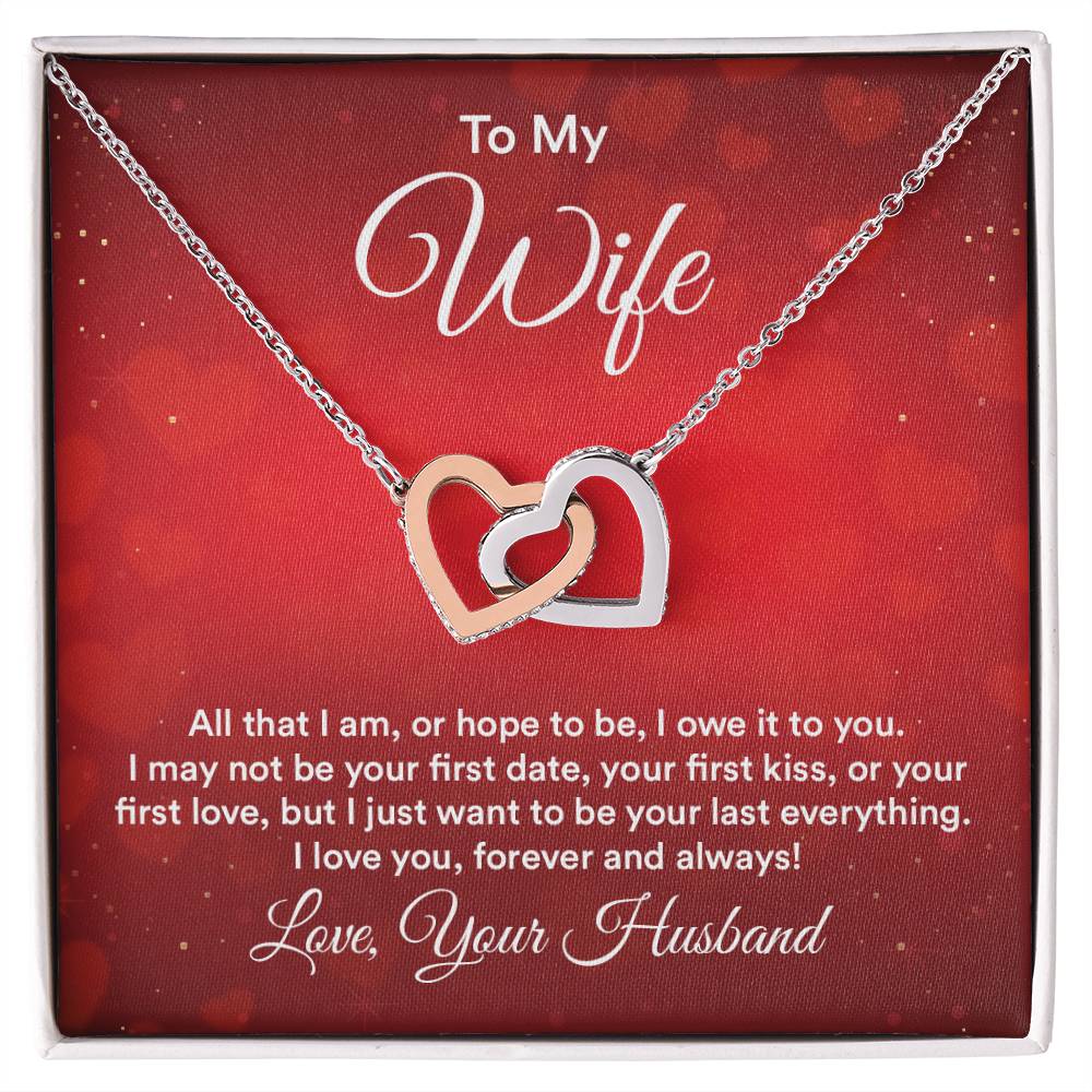 To My Wife All That I Am Interlocking Hearts Necklace