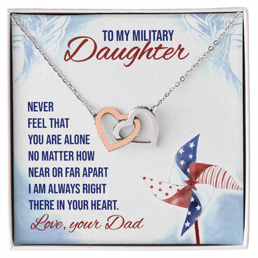 Military Daughter Interlocking Hearts Necklace - Military Necklace For Daughter