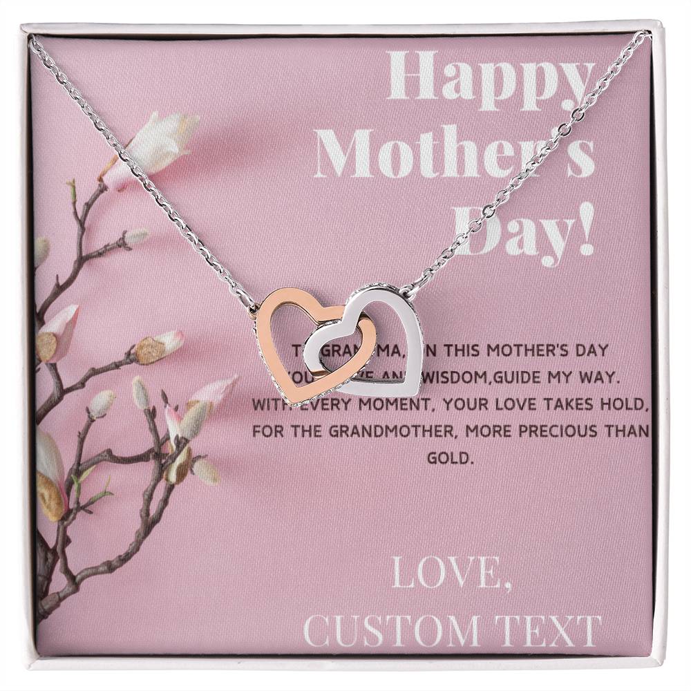 To Grandma Happy Mother's Day Interlocking Hearts Necklace - Personalize It Toledo