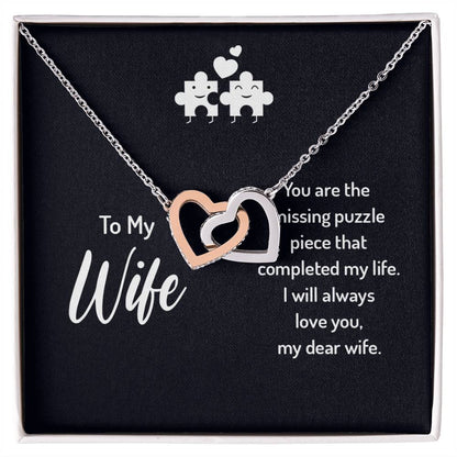 To My Wife Missing Piece Interlocking Hearts Necklace